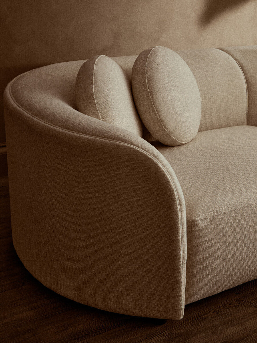 3 Seater Cream Linen Curved Sofa | Ovada