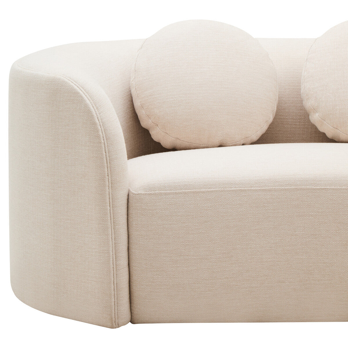 3 Seater Cream Linen Curved Sofa | Ovada