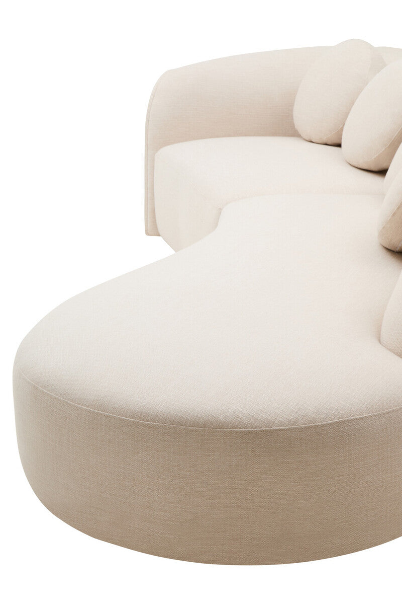 3 Seater Cream Linen Curved Sofa | Ovada