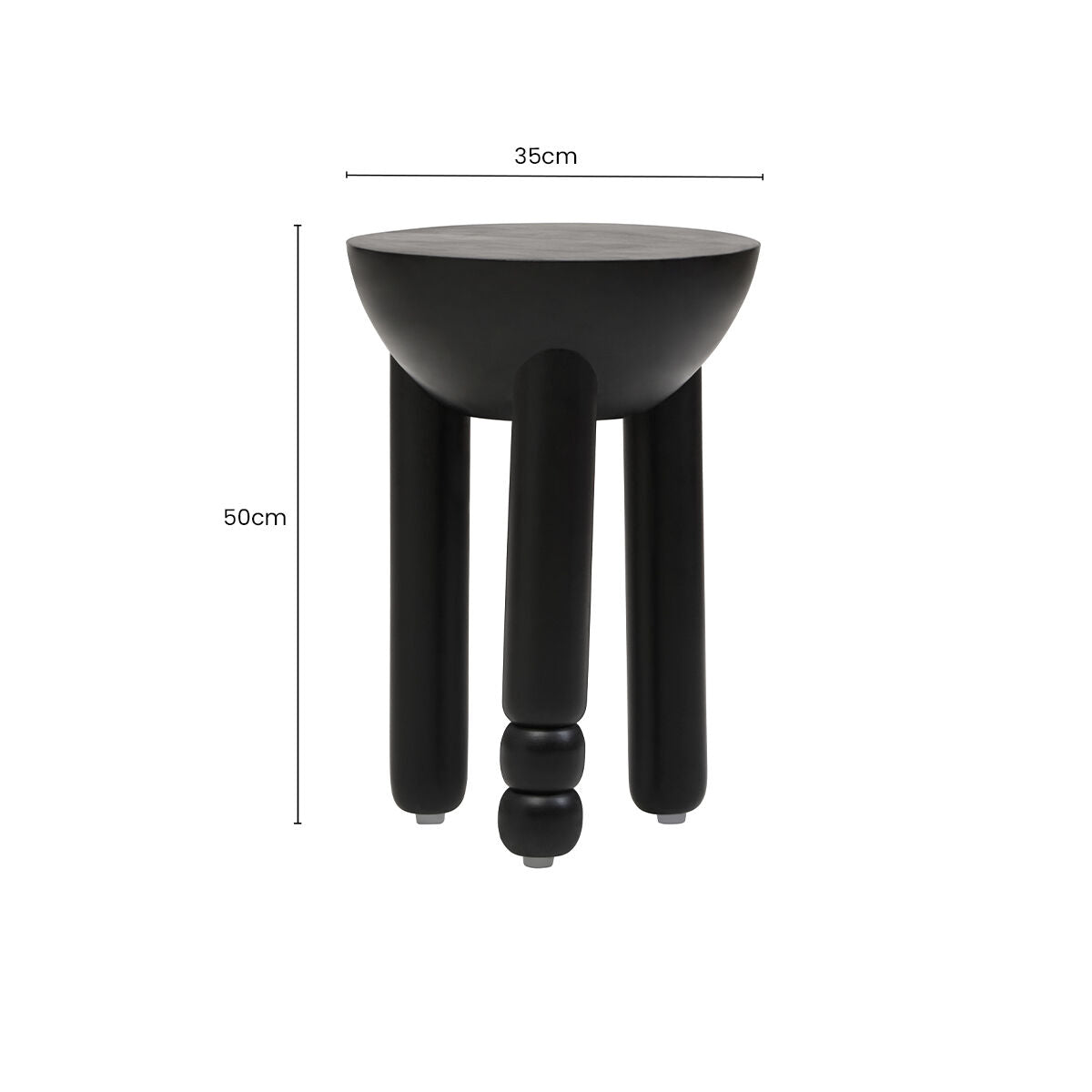 Black Mango Wood Round Side Table with Column Detail Base | Walsa