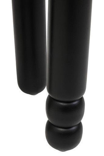 Black Mango Wood Round Side Table with Column Detail Base | Walsa