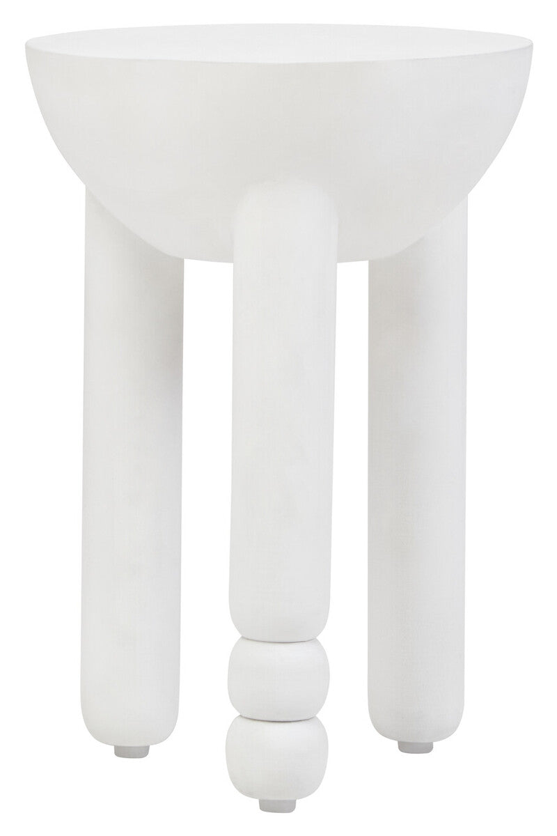 Whitewash Mango Wood Round Side Table with Column Detail Base | Walsa