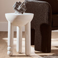 Whitewash Mango Wood Round Side Table with Column Detail Base | Walsa