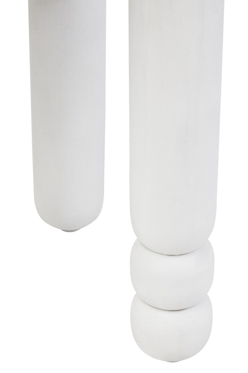 Whitewash Mango Wood Round Side Table with Column Detail Base | Walsa