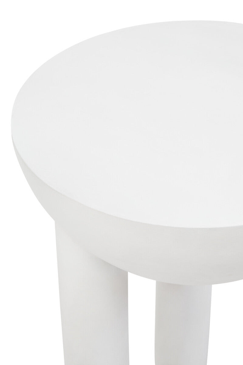 Whitewash Mango Wood Round Side Table with Column Detail Base | Walsa