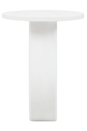 Whitewash Finish Mango Wood Accent Table with Horseshoe Cutout Base | Walsa