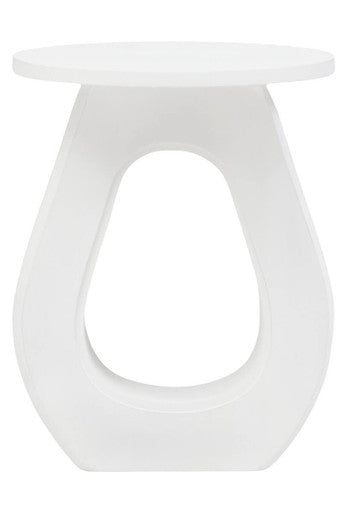 Whitewash Finish Mango Wood Accent Table with Horseshoe Cutout Base | Walsa