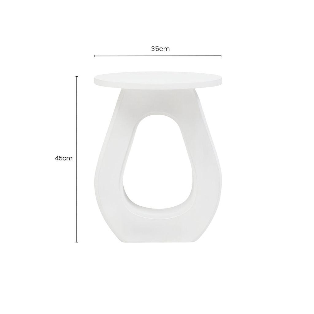 Whitewash Finish Mango Wood Accent Table with Horseshoe Cutout Base | Walsa