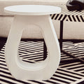 Whitewash Finish Mango Wood Accent Table with Horseshoe Cutout Base | Walsa