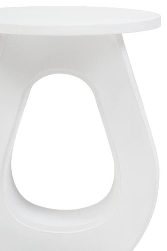 Whitewash Finish Mango Wood Accent Table with Horseshoe Cutout Base | Walsa