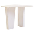 Whitewash Finish Mango Wood Pedestal Coffee Table with Ridged Base | Walsa