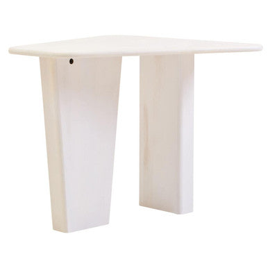 Whitewash Finish Mango Wood Pedestal Coffee Table with Ridged Base | Walsa