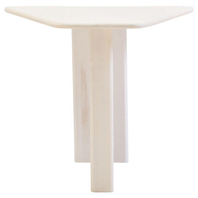 Whitewash Finish Mango Wood Pedestal Coffee Table with Ridged Base | Walsa