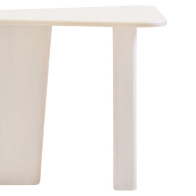 Whitewash Finish Mango Wood Pedestal Coffee Table with Ridged Base | Walsa