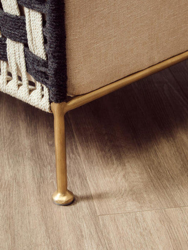 Satna Black and White Jute Chair with Curved Back