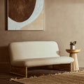 2 Seater Armless Cream Textured Linen Sofa with Wood Base | Parova