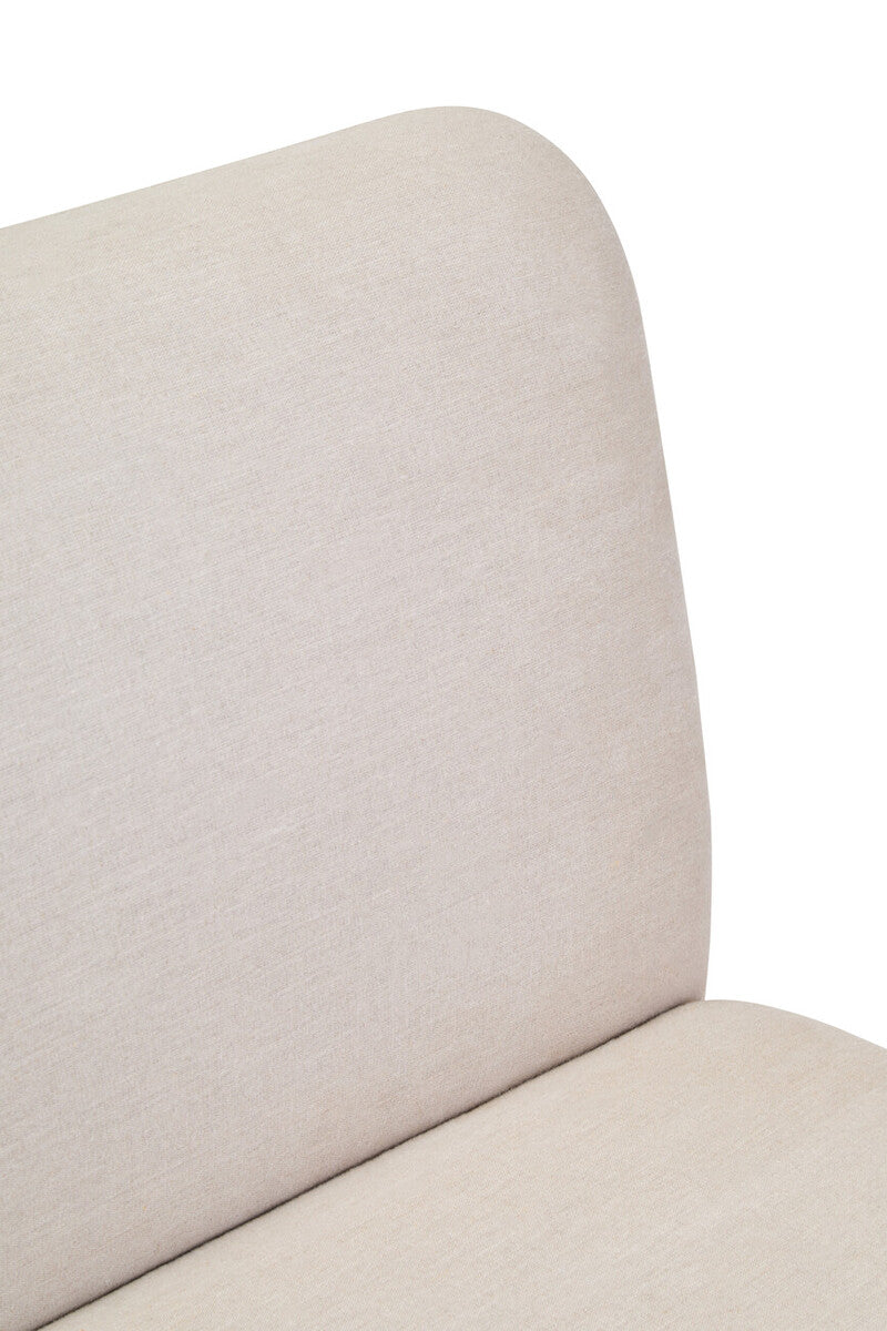 2 Seater Armless Cream Textured Linen Sofa with Wood Base | Parova