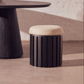 Perdoba Black and Cream Linen Stool with Ridge Base