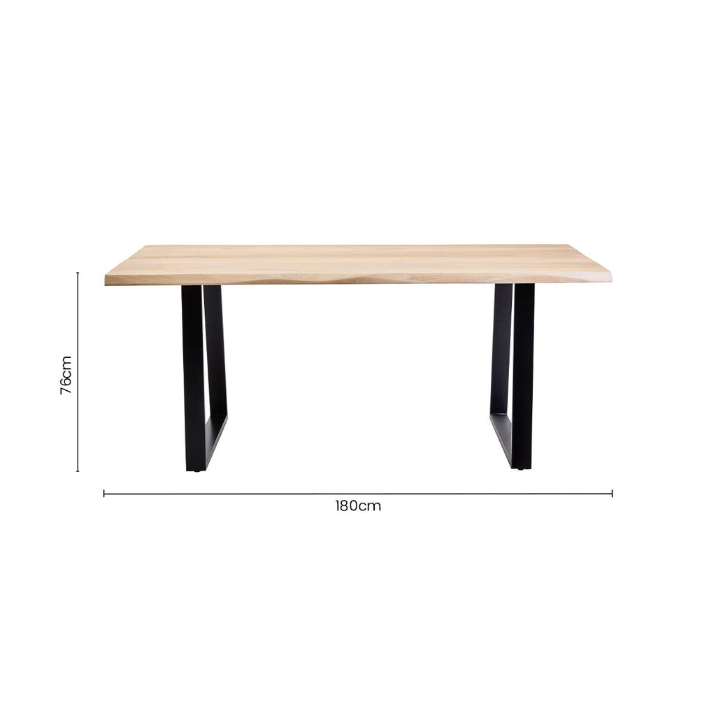 Natural Two-Tone Live Edge Mango Wood Dining Table with Black Metal Legs | Persolo