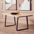Natural Two-Tone Live Edge Mango Wood Dining Table with Black Metal Legs | Persolo