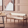 Persolo Cream Textured Fabric Bench with Wood Frame