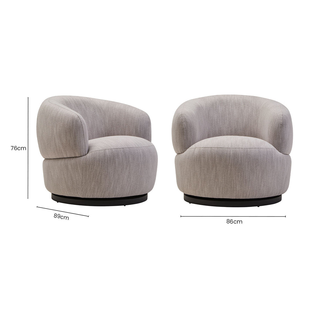 Textured Grey Curved Swivel Chair | Bordo