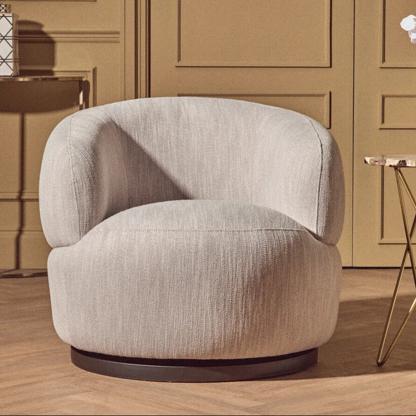Textured Grey Curved Swivel Chair | Bordo