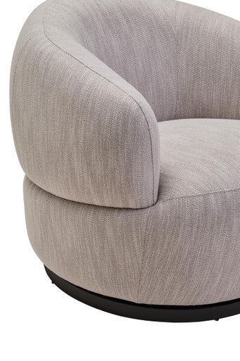 Textured Grey Curved Swivel Chair | Bordo