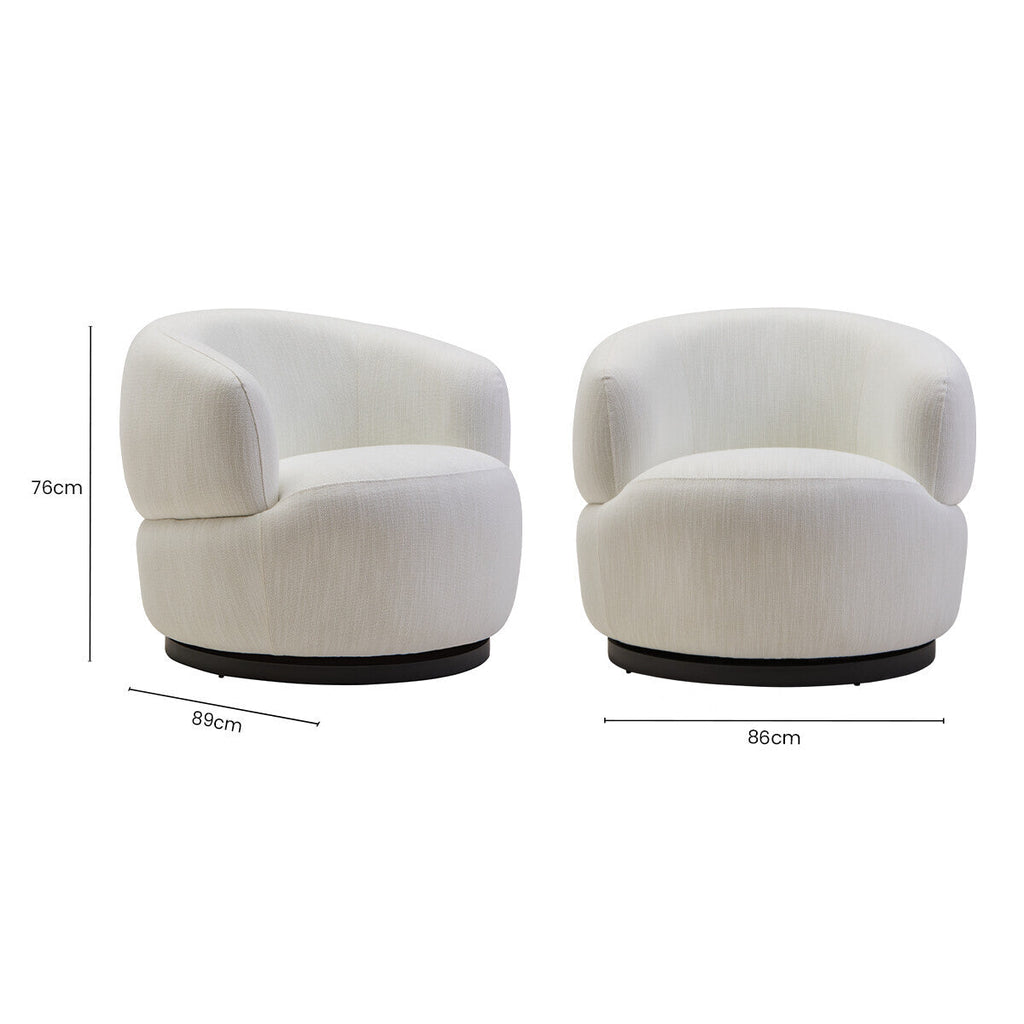 Textured Cream Curved Swivel Chair | Bordo