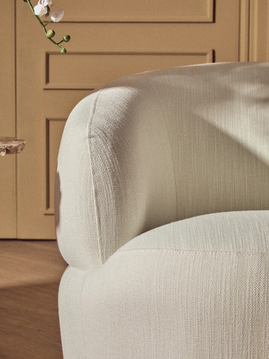 Textured Cream Curved Swivel Chair | Bordo