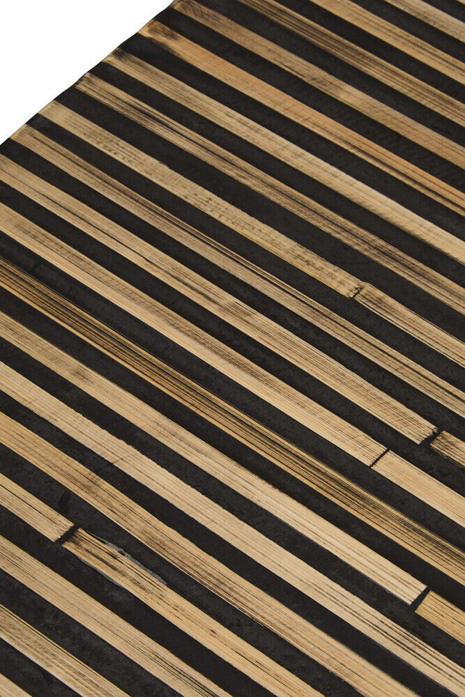 Natural Bamboo Inlay Curved Console Table with Sculptural Striped Design | Bambusa