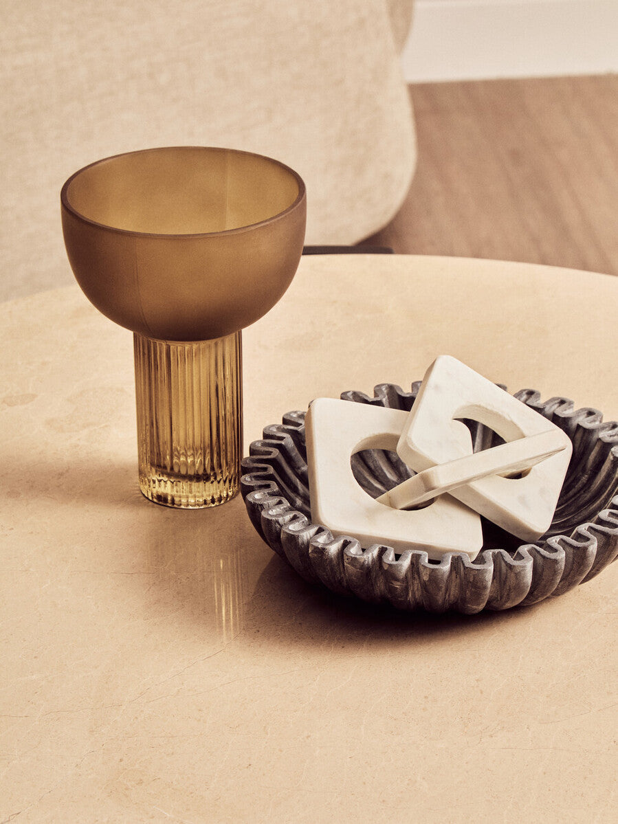 Cream Round Marble Top Large Coffee Table with Black Acacia Legs | Palermo