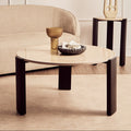 Cream Round Marble Top Large Coffee Table with Black Acacia Legs | Palermo