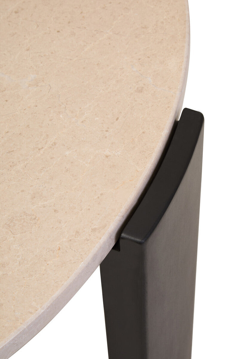 Cream Round Marble Top Large Coffee Table with Black Acacia Legs | Palermo