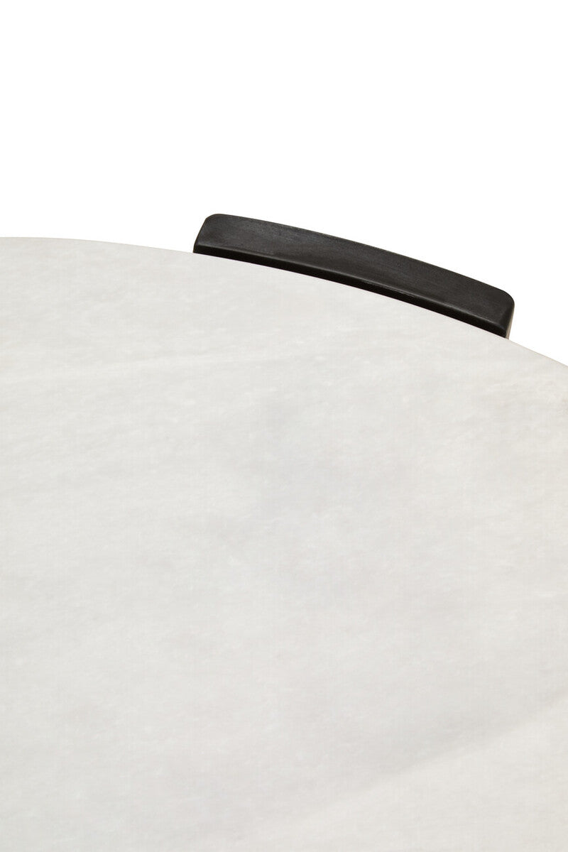 White Round Marble Top Large Coffee Table with Black Acacia Legs | Palermo
