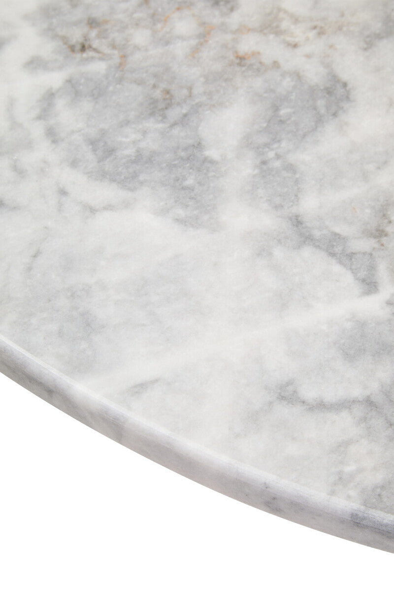 White Round Marble Top Large Coffee Table with Black Acacia Legs | Palermo