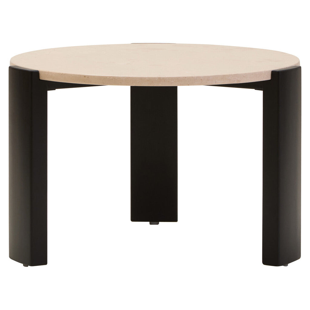Cream Round Marble Top Large Coffee Table with Small Acacia Legs | Palermo