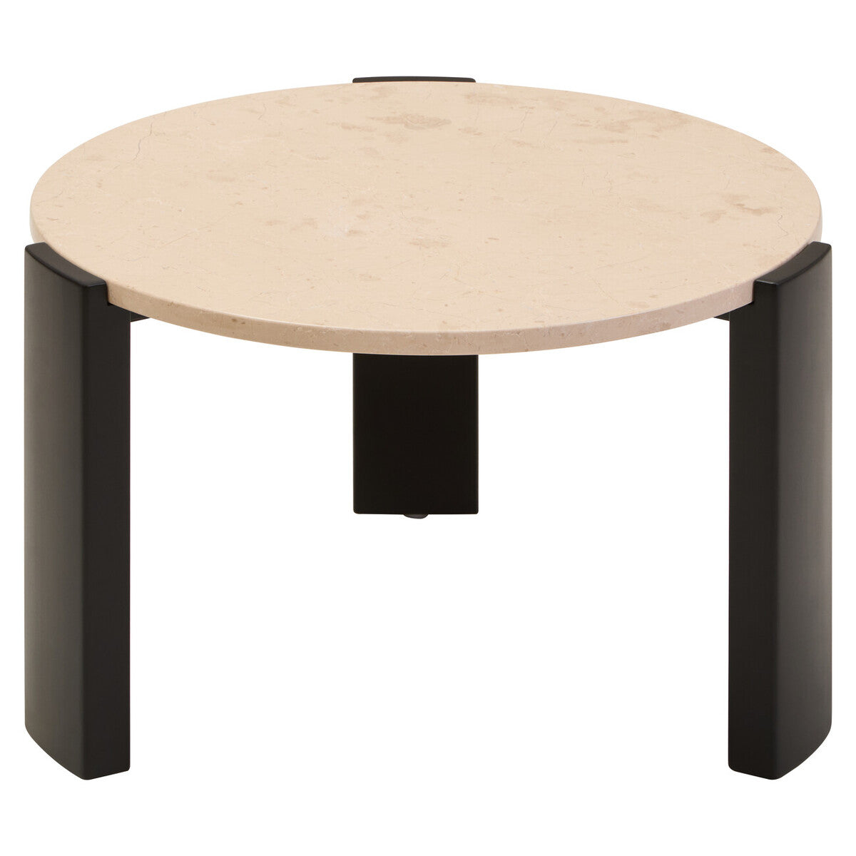 Cream Round Marble Top Large Coffee Table with Small Acacia Legs | Palermo