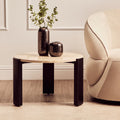 Cream Round Marble Top Large Coffee Table with Small Acacia Legs | Palermo