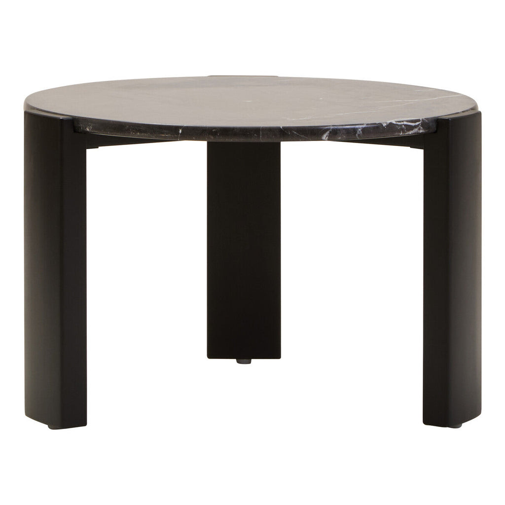 Black Round Marble Top Small Coffee Table with Black Acacia Legs | Palermo