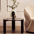 Black Round Marble Top Small Coffee Table with Black Acacia Legs | Palermo