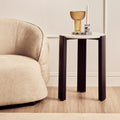 White Marble Top Round Side Table with Black Acacia Wood Legs | Palermo