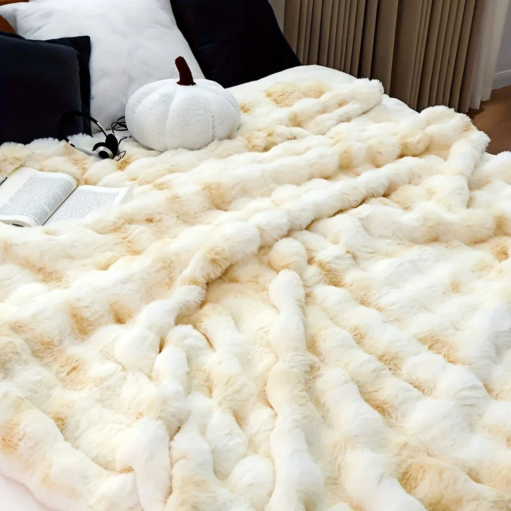 Faux Rabbit Fur Bubble Blanket
