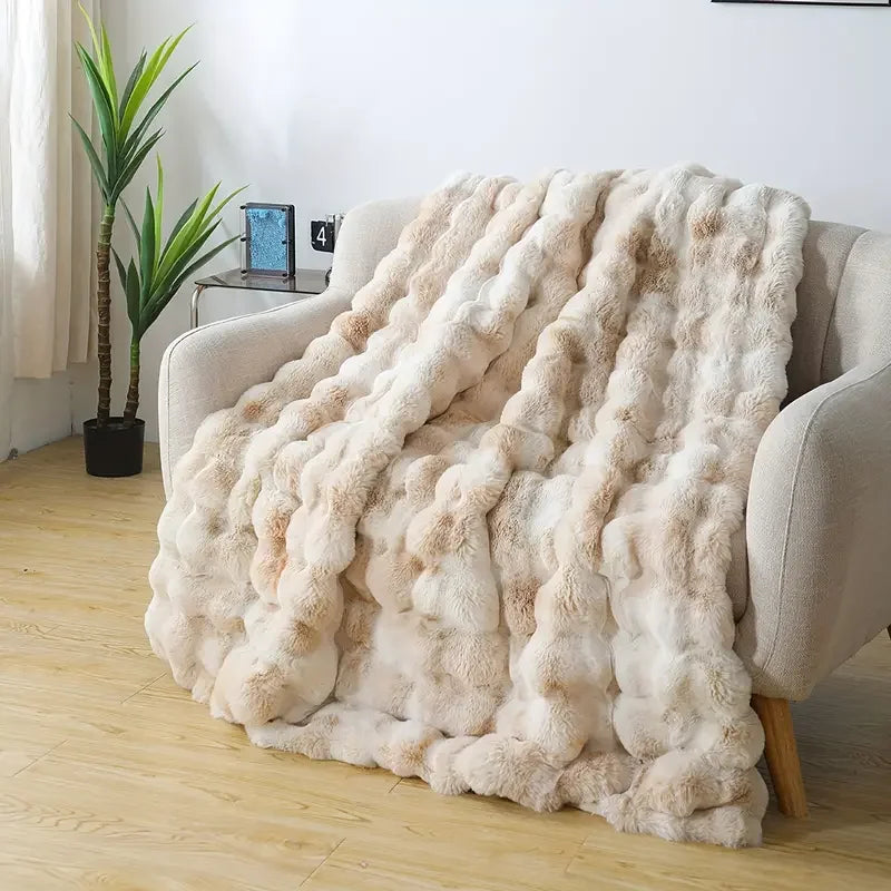 Faux Rabbit Fur Bubble Blanket