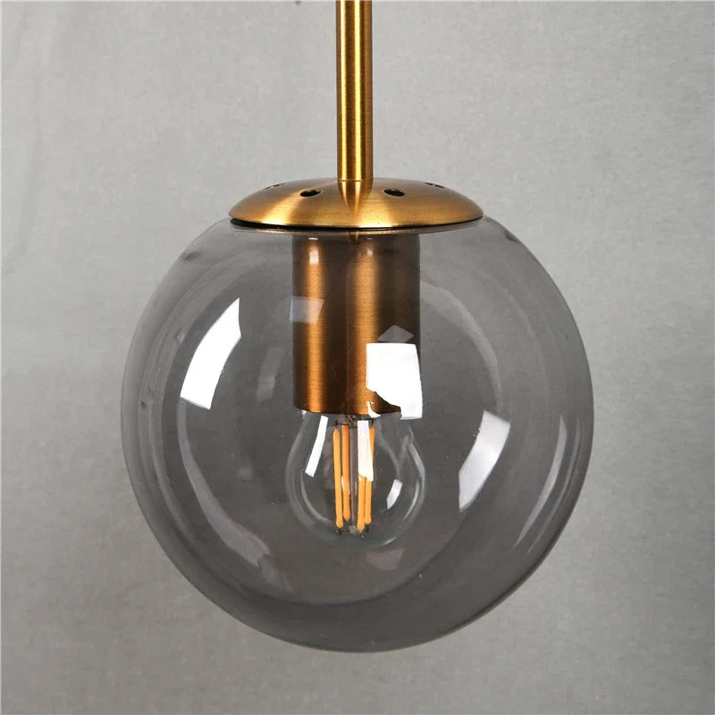 Sizzle Mid-Century Glass Globe Hanging Wall Light - Amber/Smoke/Clear