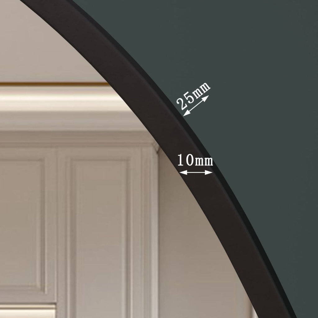 Akiko - Full Length Black Metal Arched Mirror - 180cm x 105cm.