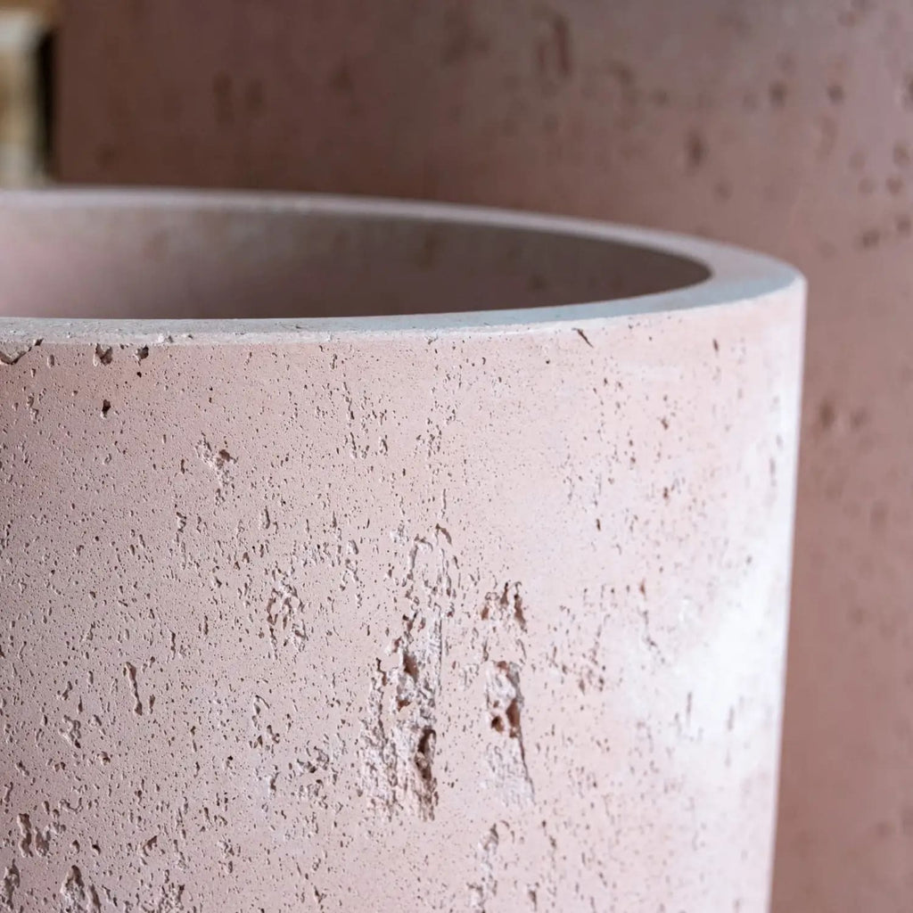 Aurella | Blushstone – 20cm Medium Concrete Cylinder Planter – 4L Round Plant Pot
