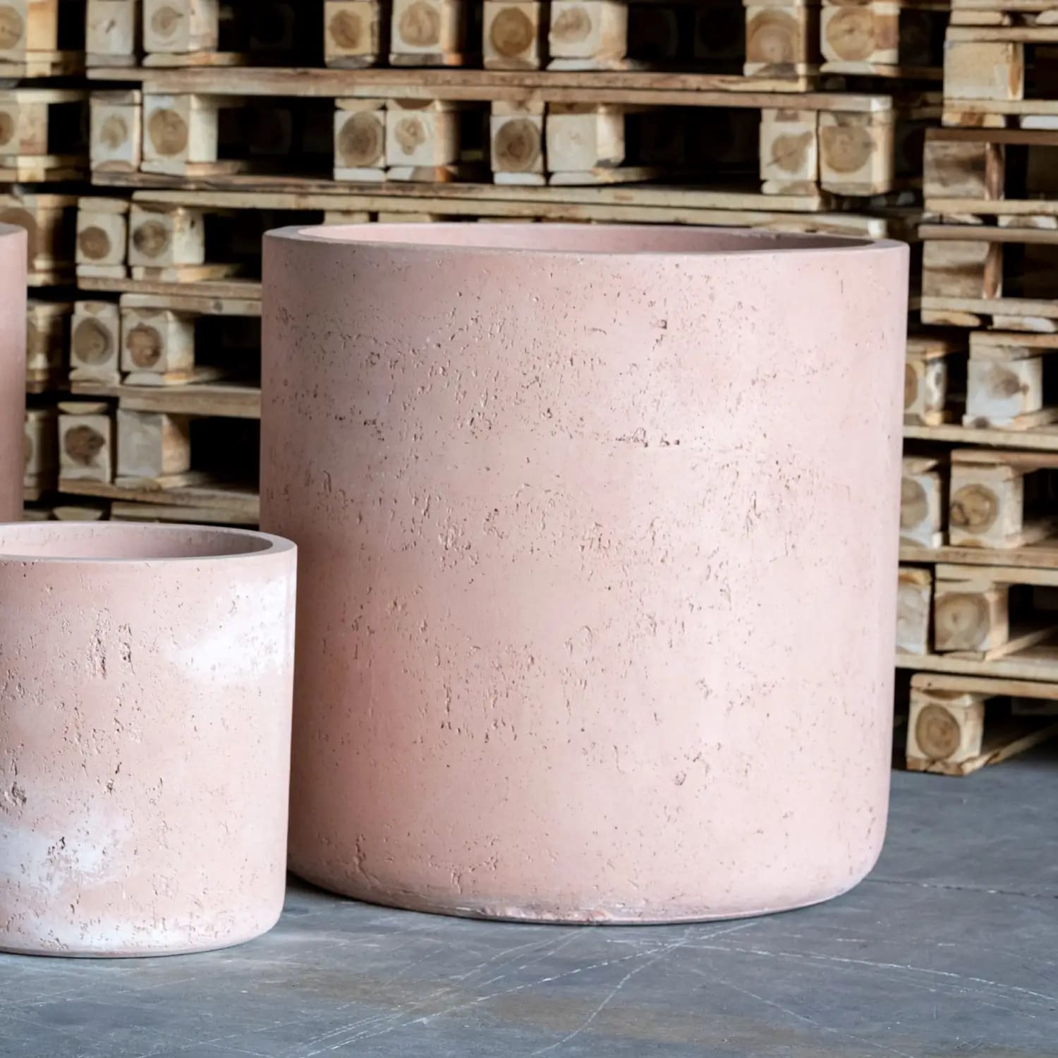 Aurella | Blushstone – 20cm Medium Concrete Cylinder Planter – 4L Round Plant Pot