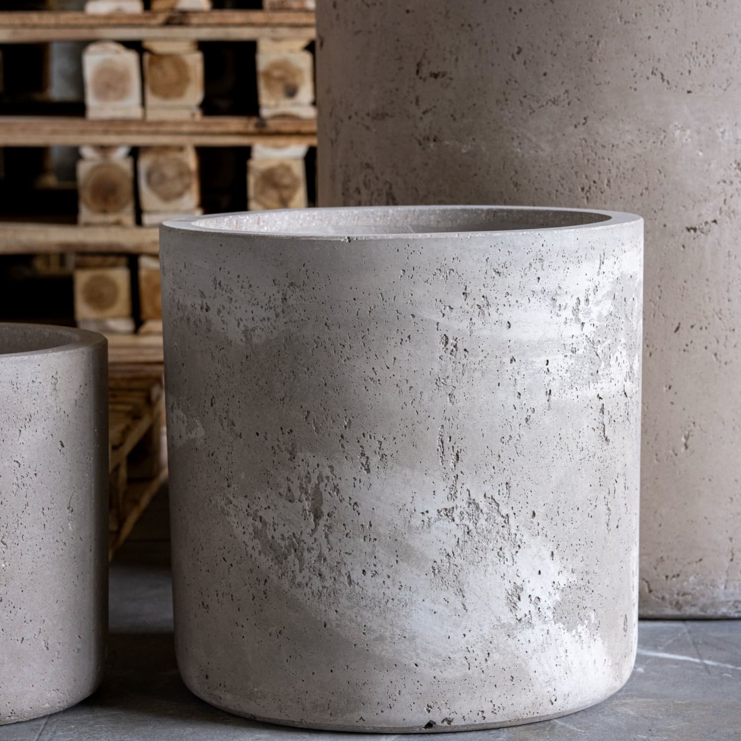 Aurella | Truffle – 70cm Extra Large Concrete Cylinder Planter – 199L Round Plant Pot