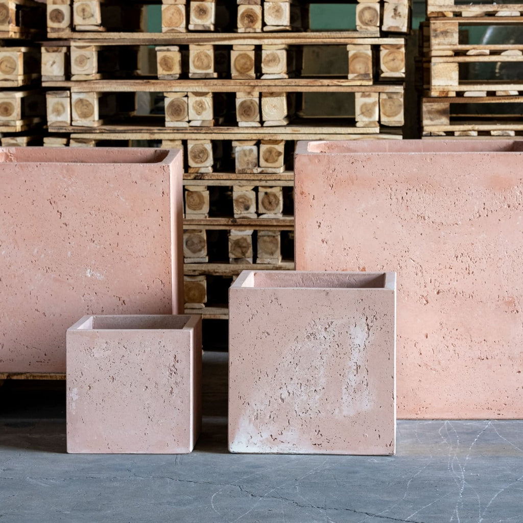 Cubrosa | Blushstone – 20cm Square Concrete Planter – 4L Cube Plant Pot